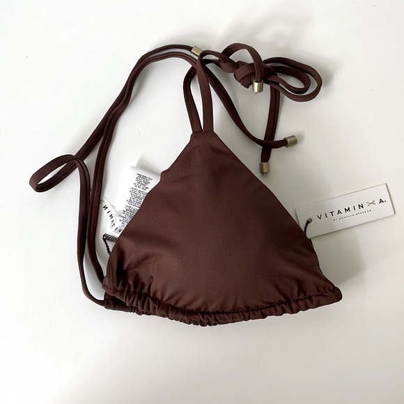 NWT Vitamin A GIA smooth brown triangle bikini top 10 L new w tag - Picture 10 of 10